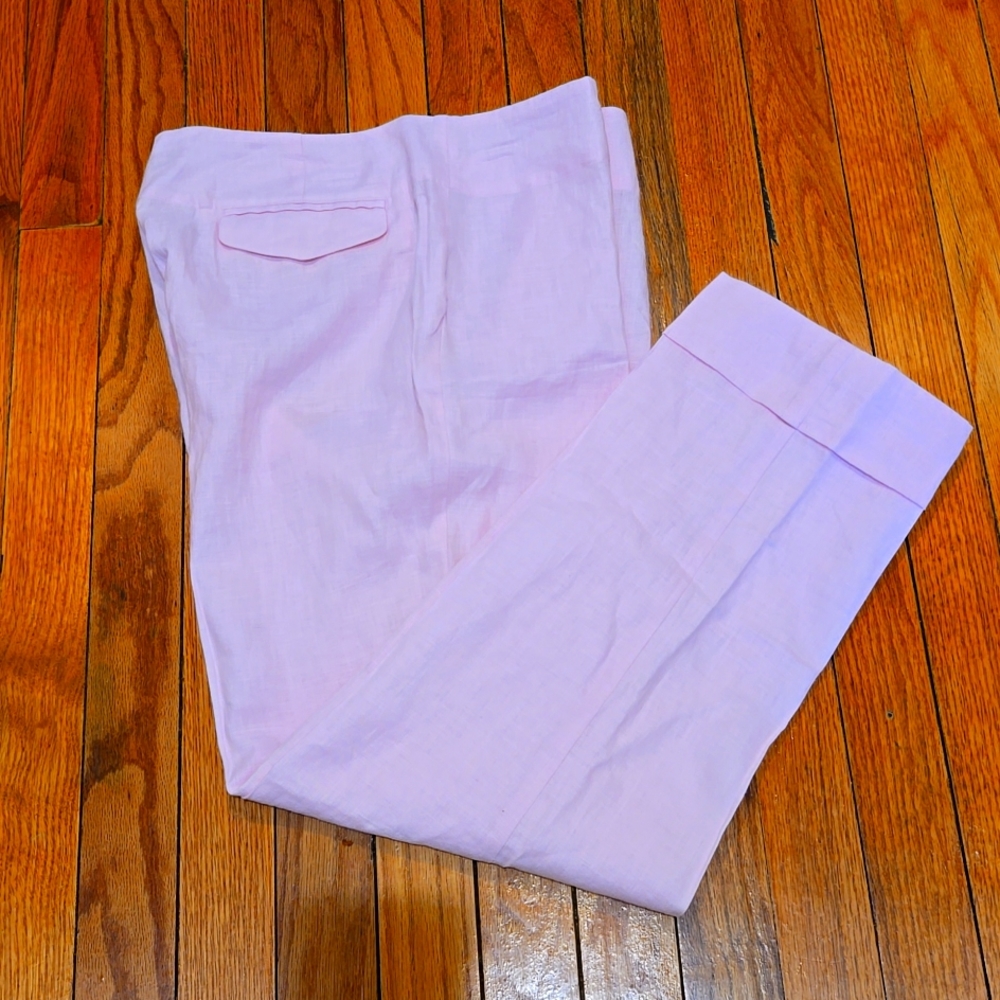 EMANUEL UNGARO ▪︎ 100% Linen Pants, Pastel Pink, Size 8, EUC